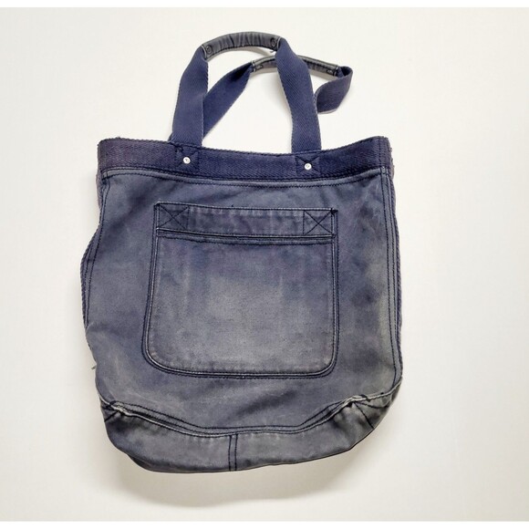 Abercrombie & Fitch Distressed Denim Blue Embroidered Tote Bag w Back Pocket - Picture 2 of 10